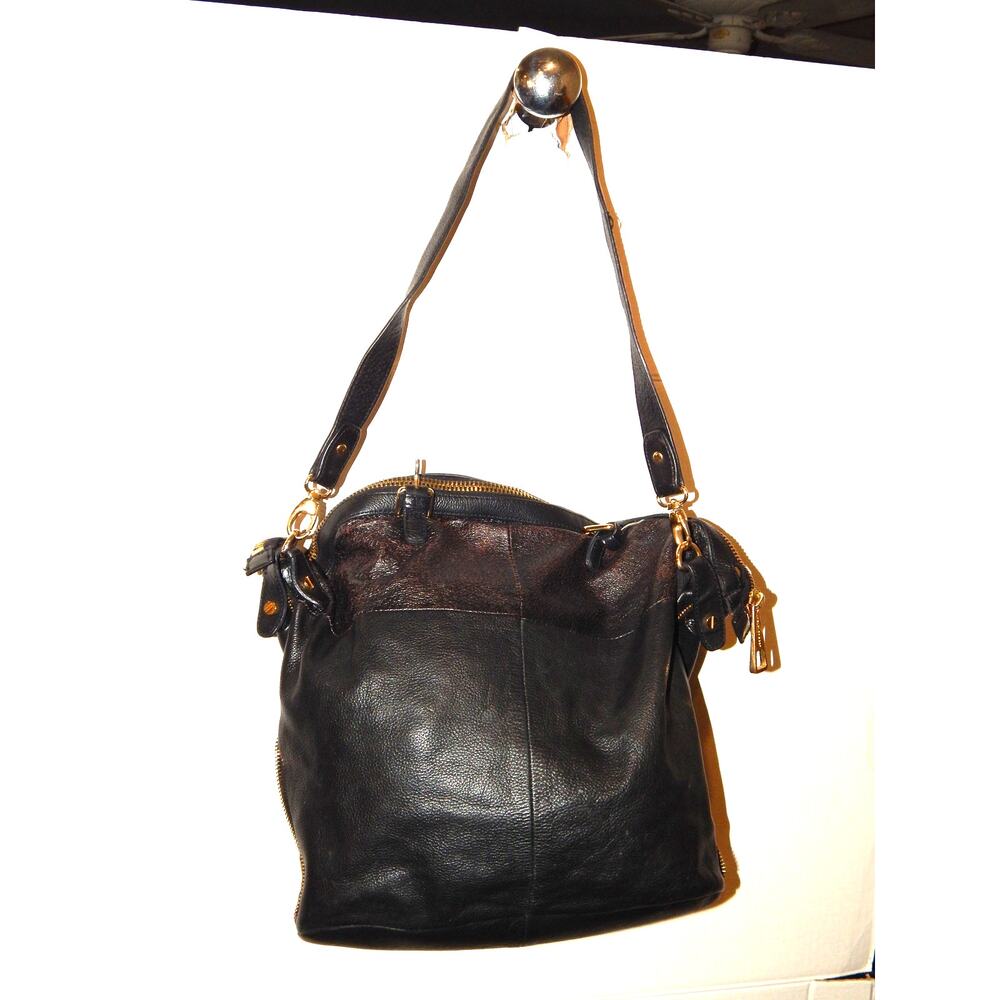 Kelsi Dagger Black Leather Convertible Shoulder Handbag